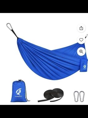 Lightweight Blue Camping Hammock with Carry Sack and Accessories